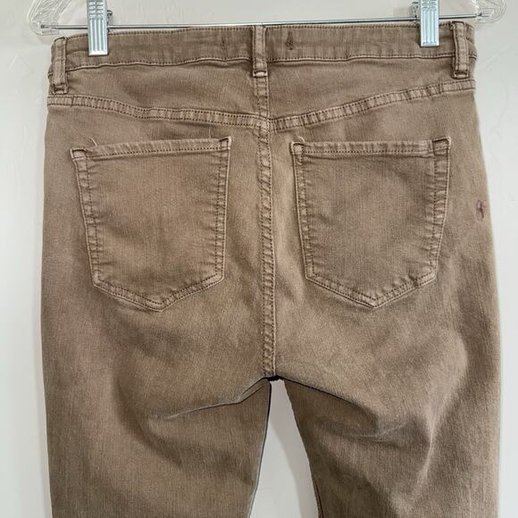 Free People Woman’s Sz 30 Frayed Ankle Crop Skinny Jeans Pants Brown Distressed - Picture 9 of 12